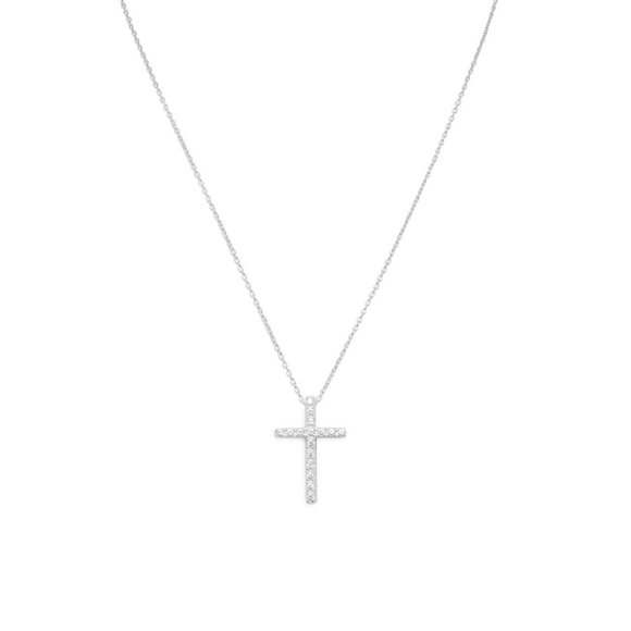 Sterling Silver CZ Cross Necklace - Picture 2 of 2